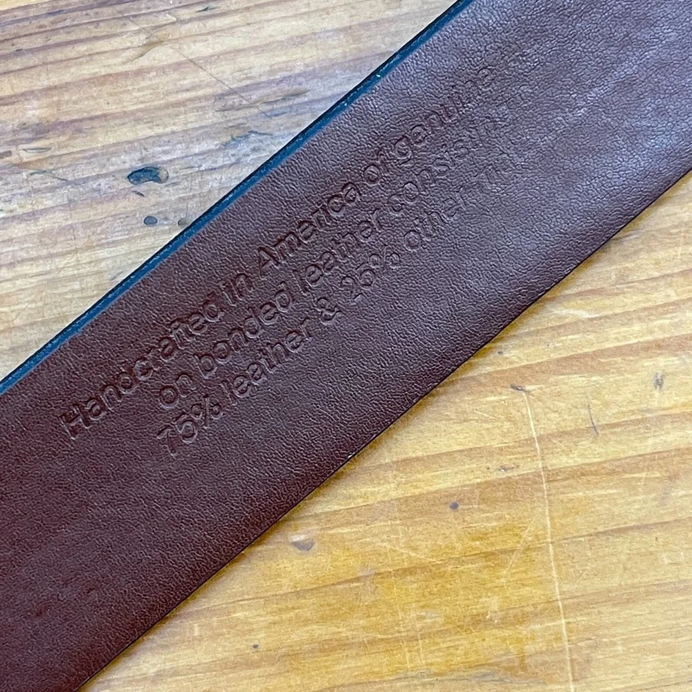 Unbranded Mens Belt Brown Bonded Leather with Brass Buckle‎ Sz 34 Solid USA-Made